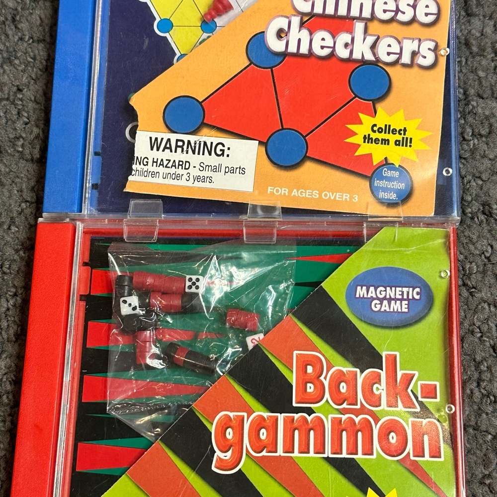 2 Vintage Magnetic CD Games Chinese Checkers & Backgammon